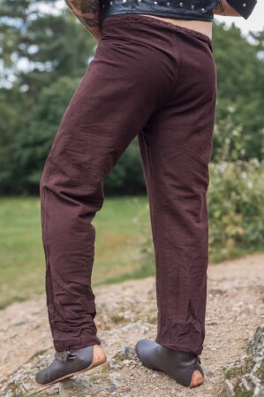 Pantaloni di lino "Asmund" Marrone scuro S