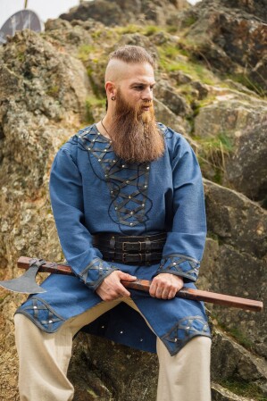 Túnica vikinga "Erik" Azul oscuro XL