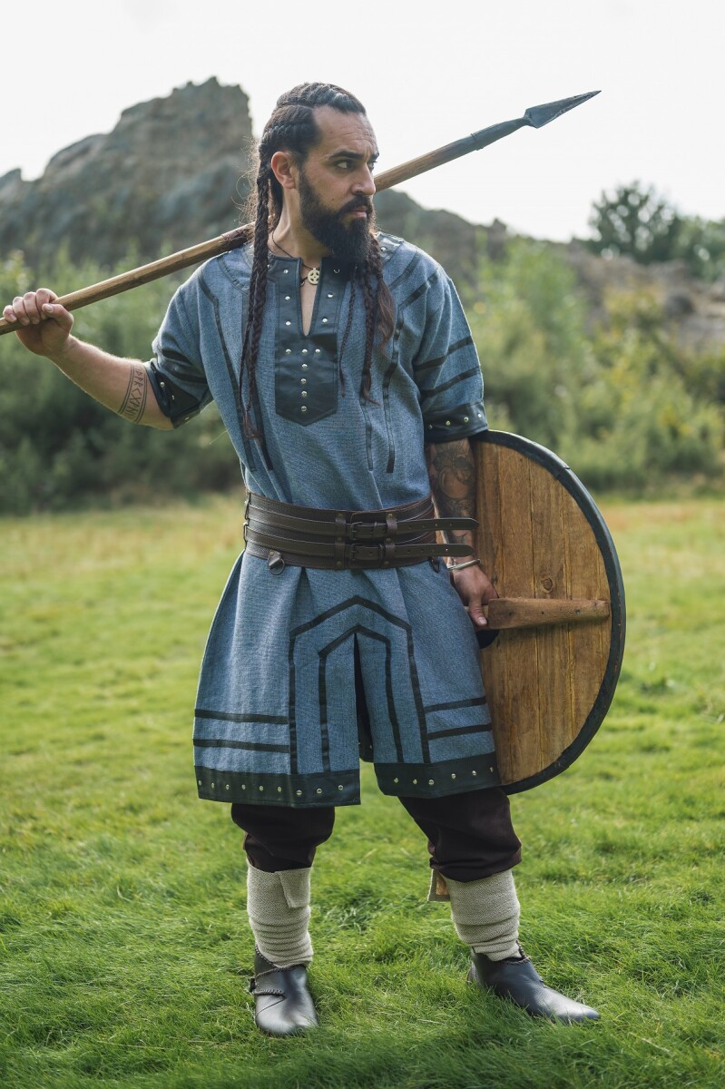 Wikinger Tunika kurzarm "Rollo" Blaugrau S