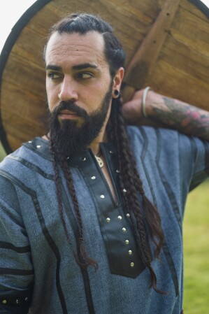 Wikinger Tunika kurzarm "Rollo" Blaugrau S