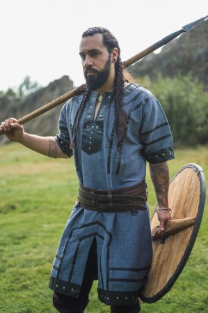 Tunique viking à manches courtes "Rollo" Bleu gris M