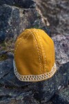Gorra de lana vikinga con bordado "Yngvy" Amarillo mostaza L/XL- 58/60