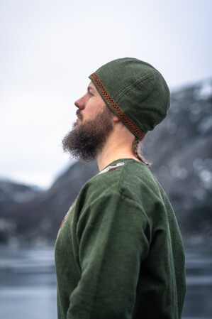 Wikinger Kappe mit Stickerei "Anders" Grün XXL/XXXL- 62/64