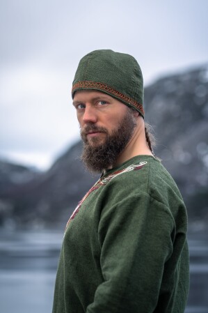 Wikinger Kappe mit Stickerei "Anders" Grün XXL/XXXL- 62/64