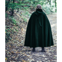 Mantella in lana "Lorenz" cappuccio lungo e fibbia di 160 cm di lunghezza Verde