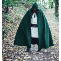 Mantella in lana con cappuccio lungo "Raik" Lunghezza 160 cm Verde