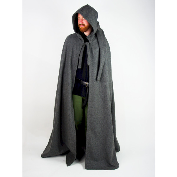 Woollen cape with long hood Raik Length 160 cm Grey