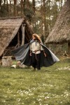 Wollumhang mit langer Kapuze "Hervir" Grau 160 cm