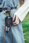 Leder Trinkhorn Halter mit keltischen Knoten "Kai" Dunkelbraun