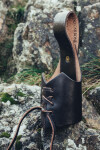Wikinger Leder Trinkhorn Halter "Hakon" Dunkelbraun