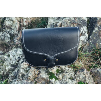 Viking leather belt bag "Folkvar" with Vegvisir Black