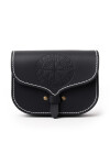 Wikinger Leder Gürteltasche "Folkvar" mit Vegvisir Schwarz