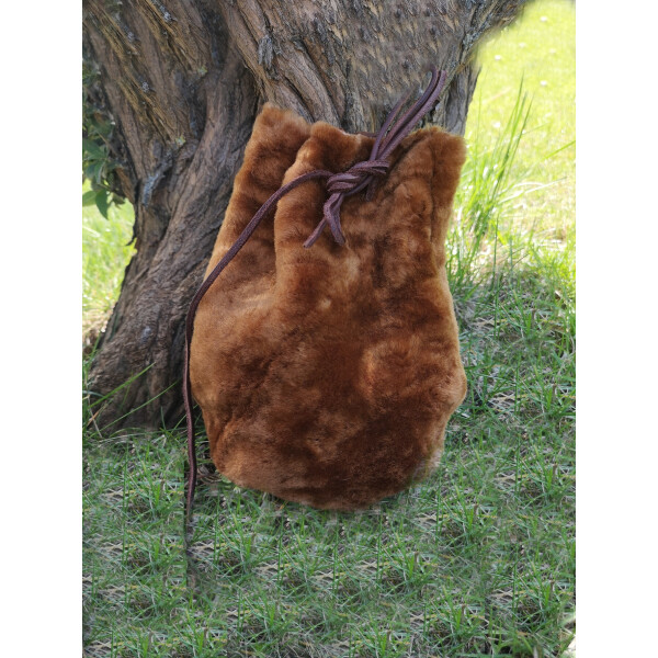 Viking fur pouch "Adam", handmade Cognac brown