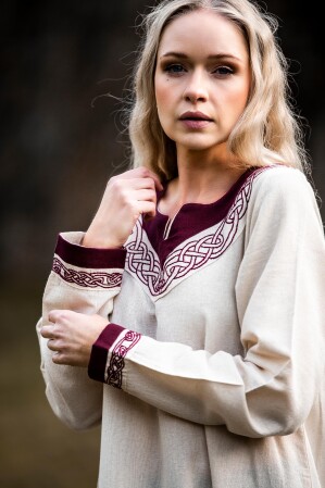 Vestido Vikingo "Lagertha" Natural/Rojo M