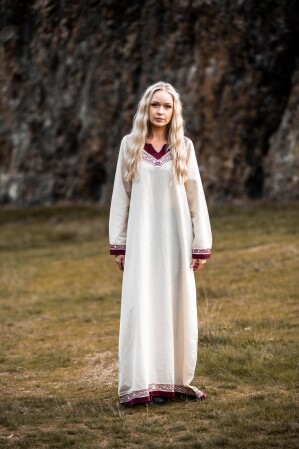 Vestido Vikingo "Lagertha" Natural/Rojo M