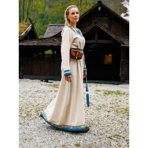 Wikinger Kleid "Lagertha" Natur/Blau