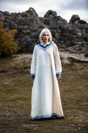 Wikinger Kleid "Lagertha" Natur/Blau XS