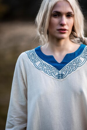 Wikinger Kleid "Lagertha" Natur/Blau XS