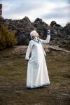 Wikinger Kleid "Lagertha" Natur/Blau XS