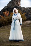 Wikinger Kleid "Lagertha" Natur/Blau XXL