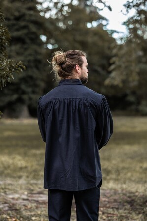 Camicia pirata con collo "James" Nero S