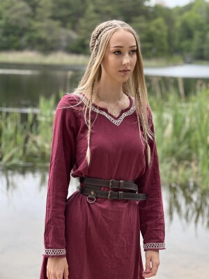 Wikinger Leder Doppelgürtel "Axel" Dunkelbraun 120 cm