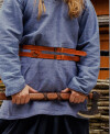 Cintura doppia in pelle Viking "Axel" Marrone cognac 100 cm