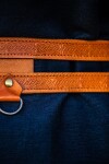 Cintura doppia in pelle Viking "Axel" Marrone cognac 100 cm