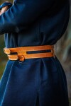 Cintura doppia in pelle Viking "Axel" Marrone cognac 100 cm