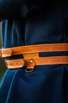 Cintura doppia in pelle Viking "Axel" Marrone cognac 140 cm