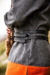 Wikinger Leder Doppelgürtel "Axel" Schwarz 100 cm