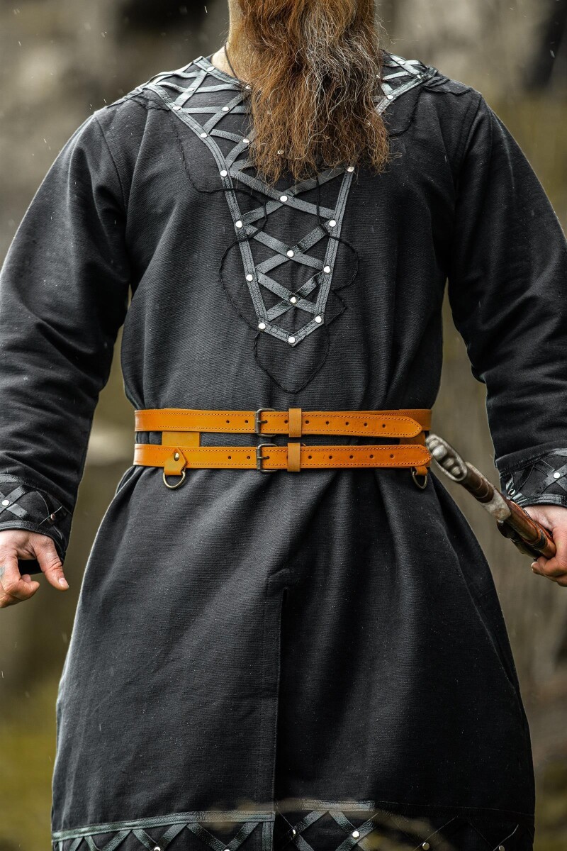 Cintura doppia in pelle Viking "Ubbe" Marrone cogn