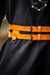 Ceinture double en cuir viking "Ubbe" Marron cognac 140 cm