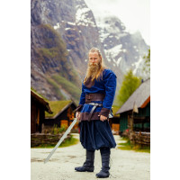 Túnica de lana vikinga "Roland" azul oscuro