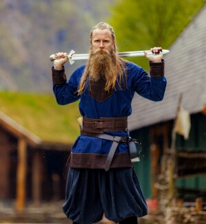 Wikinger Tunika Wolle "Roland" Dunkelblau S