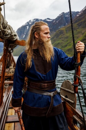 Tunique en laine Viking "Roland" Bleu foncé M