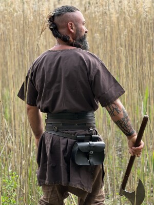 Wikinger Tunika kurzarm "Theobald" Dunkelbraun XXXL