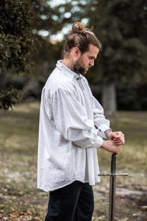 Camisa pirata con cuello "James" Blanco XXXL