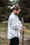 Camisa pirata con cuello "James" Blanco XXXL