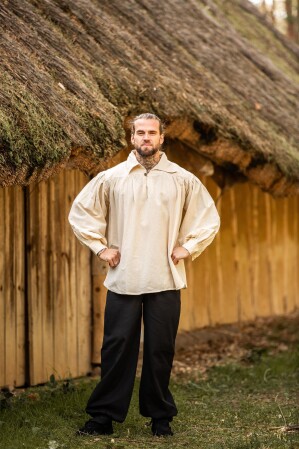 Camicia pirata con collo "James" Naturale S