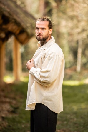 Piratenhemd mit Kragen "James" Natur XL