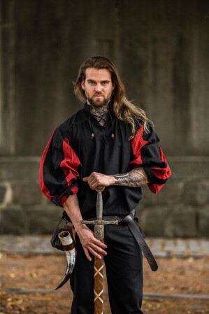 Landsknechthemd "Albert" Schwarz/Rot XXL