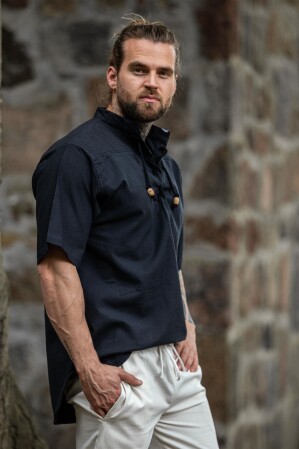 Camicia medievale manica corta "Eric" Nero S