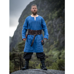 Tunique viking en lin "Halvar" bleu