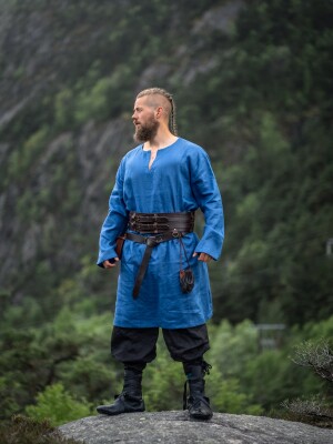 Wikinger Leinentunika "Halvar" Blau S