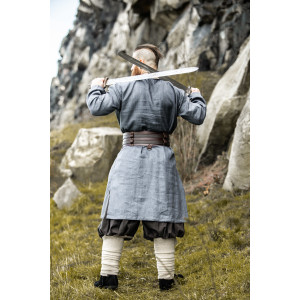 Tunique viking en lin "Halvar" bleu-gris