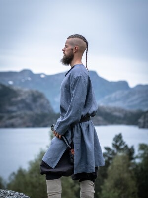 Wikinger Leinentunika "Halvar" Blaugrau S