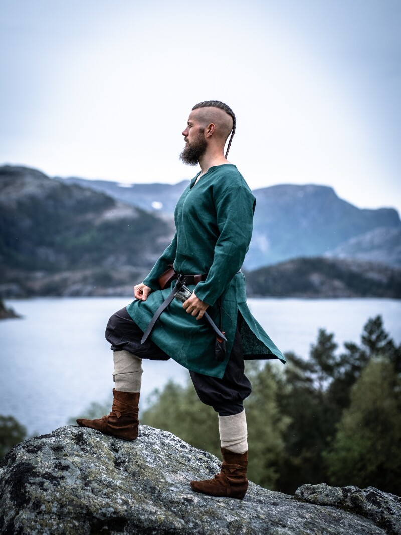 Tunique viking en lin "Halvar" Vert M
