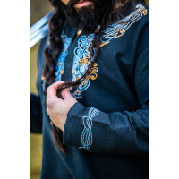Tunique viking "Snorri" avec broderie manuelle style Urnes Noir