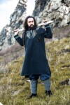 Tunique viking "Snorri" avec broderie manuelle style Urnes Noir S